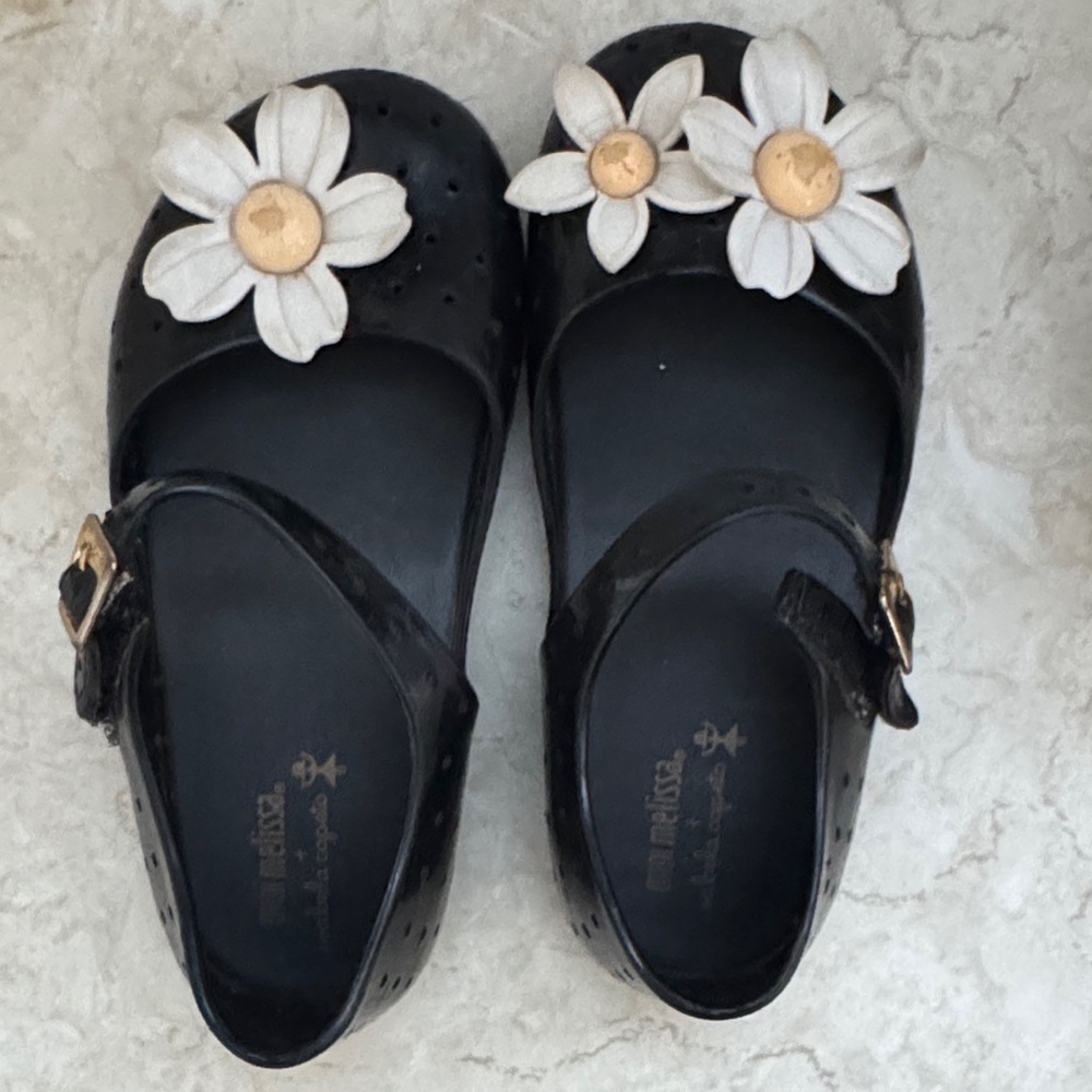 Mini Melissa Glossy Black Flats